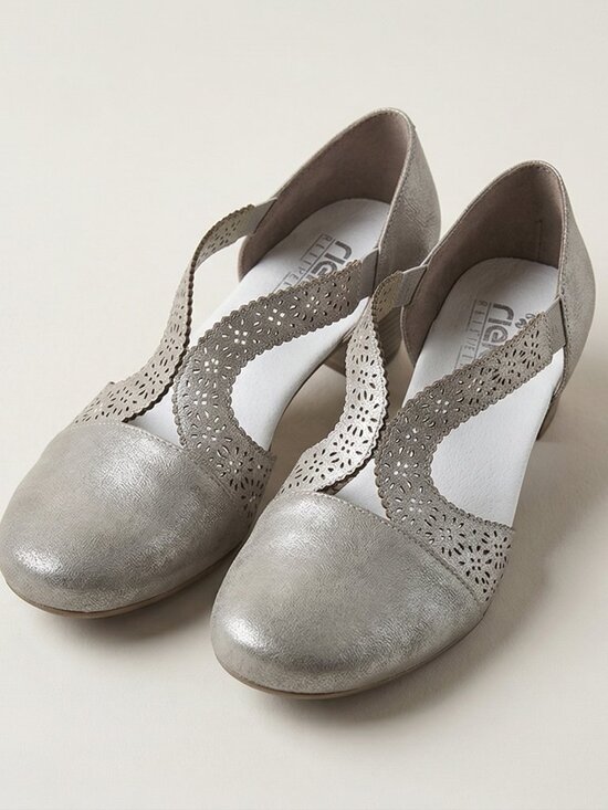 Rieker Shoes - Rieker Mariah Grey Metallic Shoes Women's EU 42 Leather Slip On Comfort Shoe